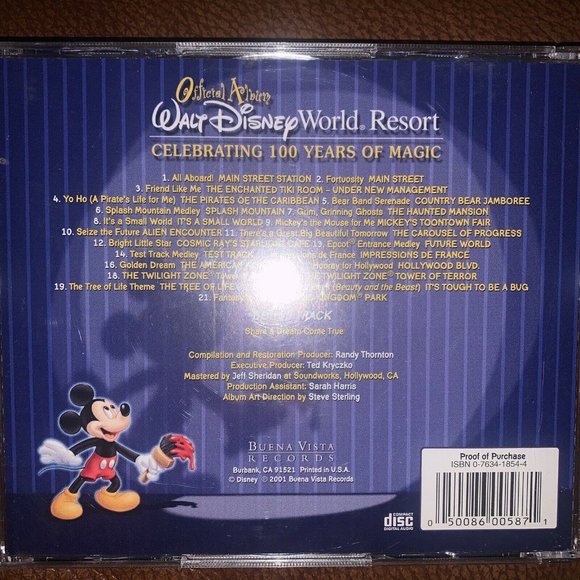 "WALT DISNEY WORLD RESORT OFFICIAL ALBUM"..."CELEBRATING 100 YEARS" Mint Discs - Picture 4 of 4
